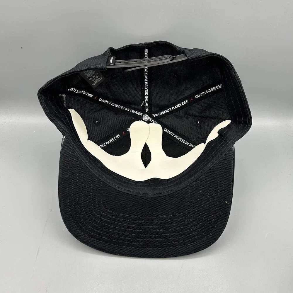 Air Jordan Hat Men Black Metal Logo Jumpman Snap Back Cap New